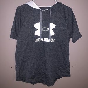 Womans Under Armour gray shirt with hood